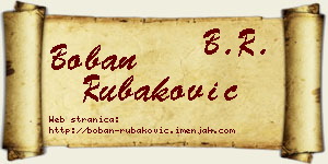 Boban Rubaković vizit kartica